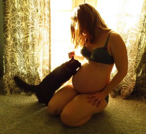 gravida e o gatinho